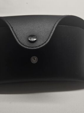 Ray-Ban Black Leather Sunglasses Case with Silver Button